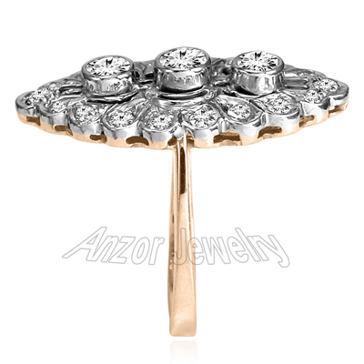 Russian Style 14k Rose & White Gold Diamond Ring R1936
