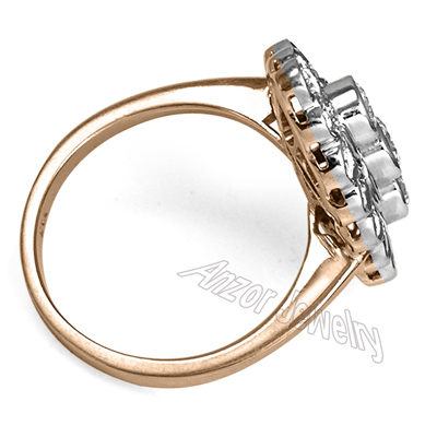 Russian Style 14k Rose & White Gold Diamond Ring R1936