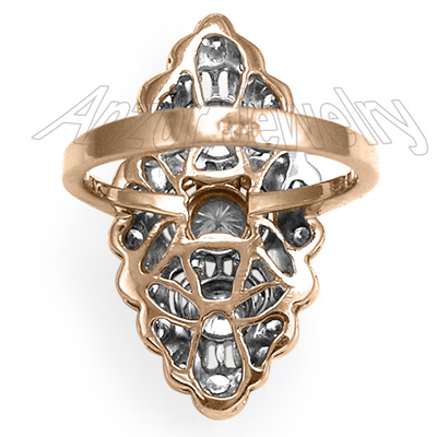 Russian Style 14k Rose & White Gold Diamond Ring R1936