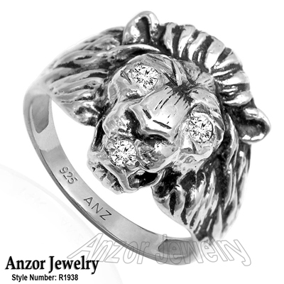 Men's Lion diamond Ring in sterling Silver R1938 Men's Lion diamond Ring in sterling Silver R1938
