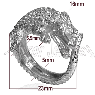 Men's Crocodile Ring 14k White Gold R1942