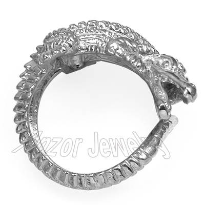 Men's Crocodile Ring 14k White Gold R1942