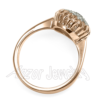 Russian Style 14k Rose & White Gold Diamond Ring R1941