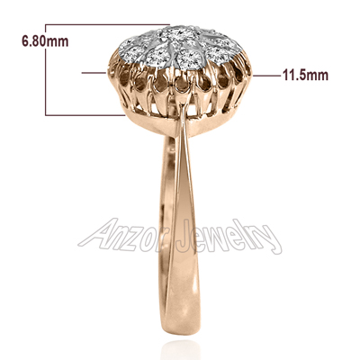 Russian Style 14k Rose & White Gold Diamond Ring R1941