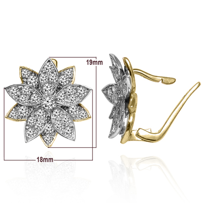 14k Gold Diamond Earrings Russian Jewelry E1367