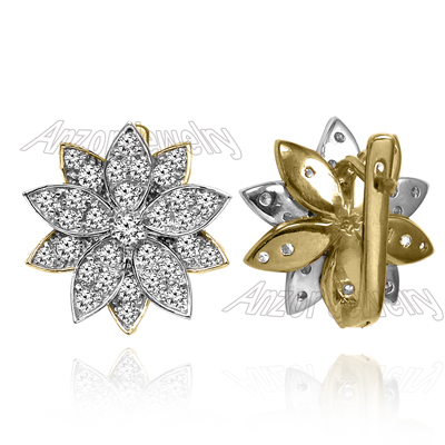 14k Gold Diamond Earrings Russian Jewelry E1367