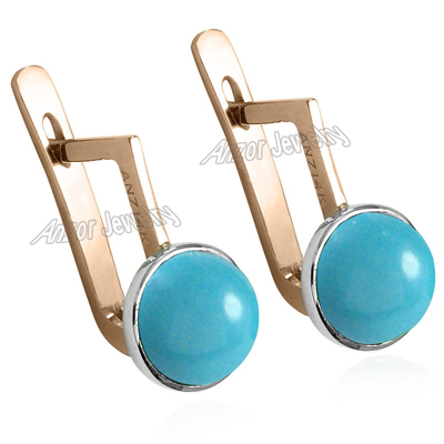 14k Gold Blue Turquoise Leverback Earrings E1368 14k Gold Blue Turquoise Leverback Earrings E1368