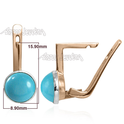 14k Gold Blue Turquoise Leverback Earrings E1368 14k Gold Blue Turquoise Leverback Earrings E1368