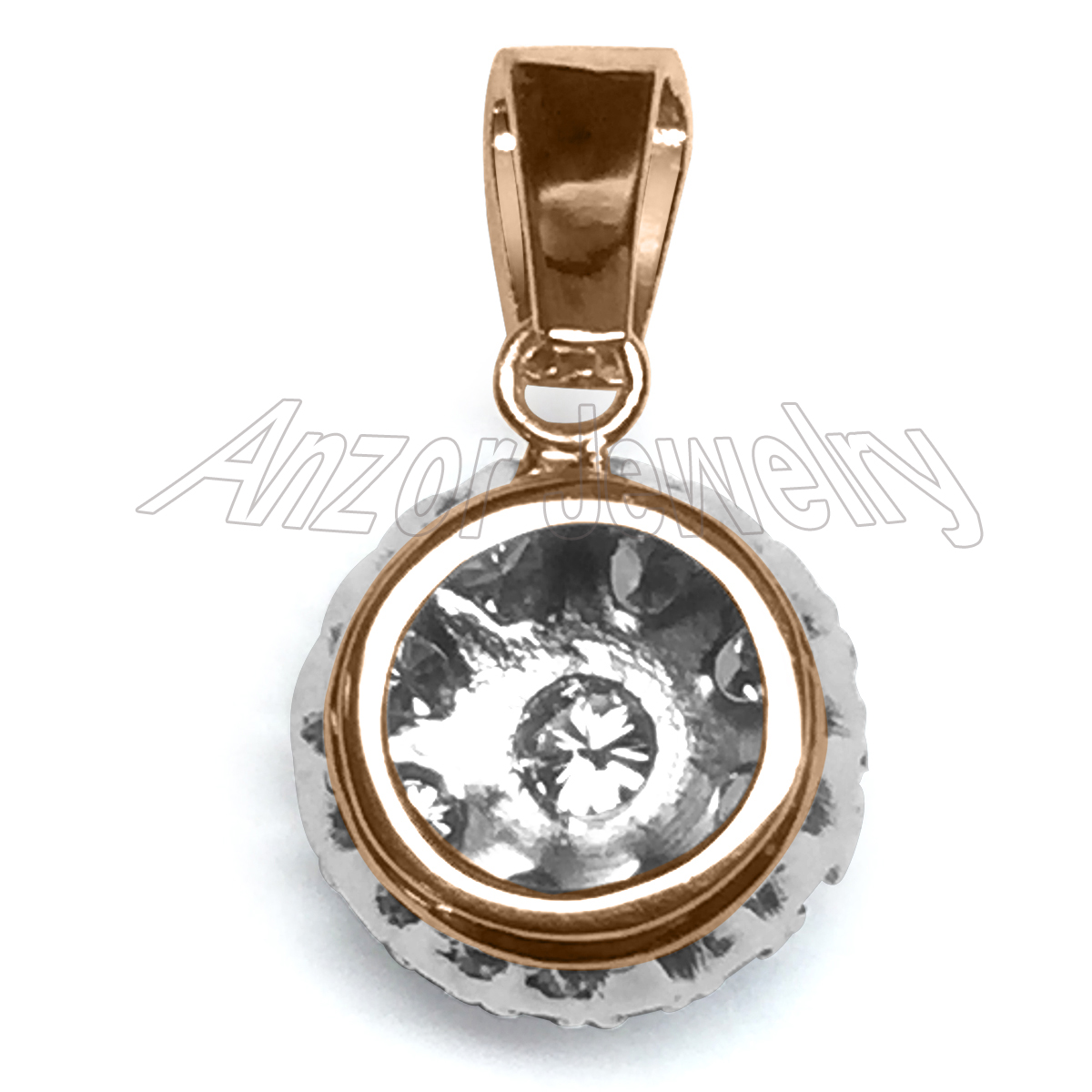 14K Two-Tone Gold Diamond Russian Style Pendant P938