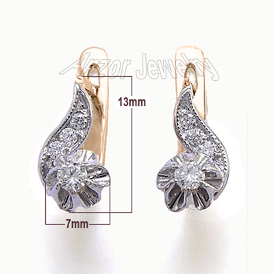 Russian style Diamond Earrings 14k 585 E1364