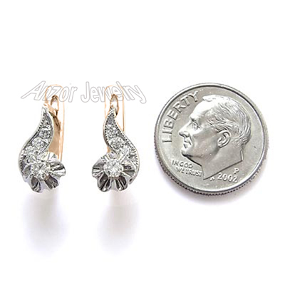 Russian style Diamond Earrings 14k 585 E1364