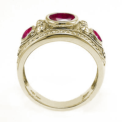 14k solid Gold Genuine Ruby Men's Ring #R1976