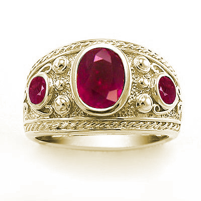 14k solid Gold Genuine Ruby Men's Ring #R1976