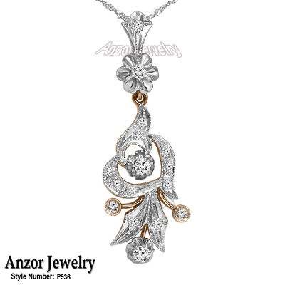 Russian Style Diamond Pendant in 18k P936