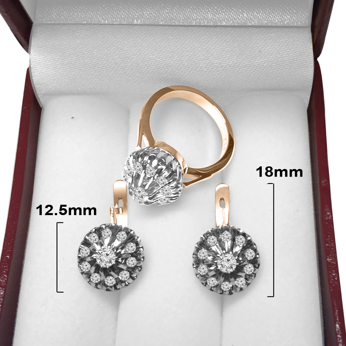 Russian style Diamond Ring and Earring Set 14k gold S230 Russian style Diamond Ring and Earring Set 14k gold S230