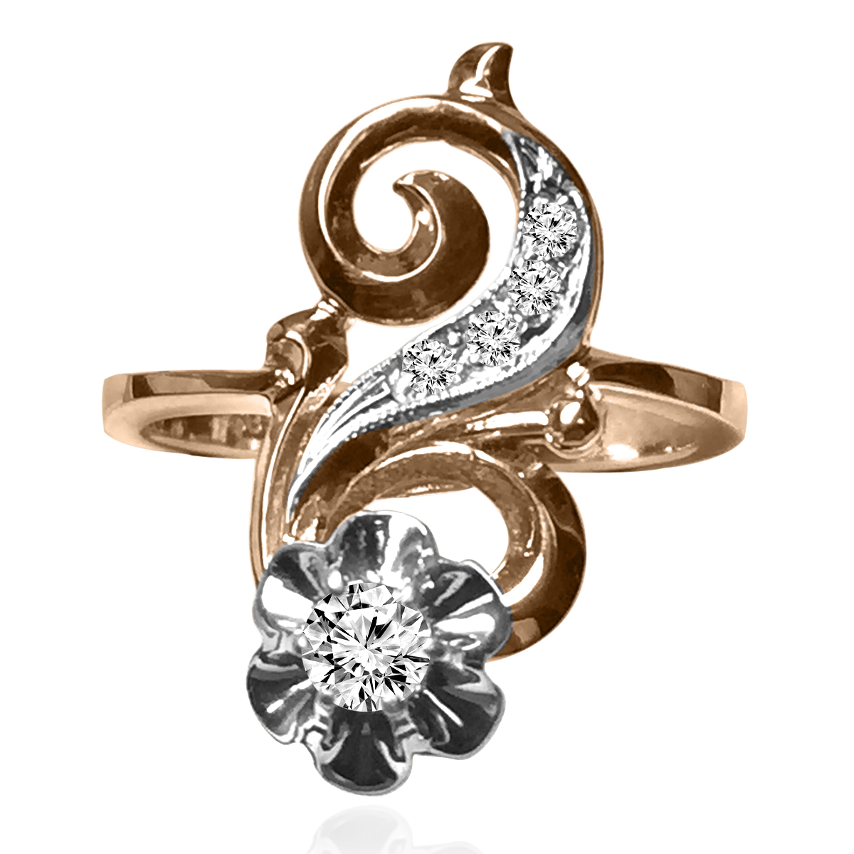 Russian Style decorative Diamond Ring 14K Gold  #R1950