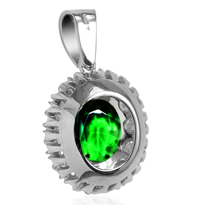 Russian Emerald Diamond Pendant in 14k P922