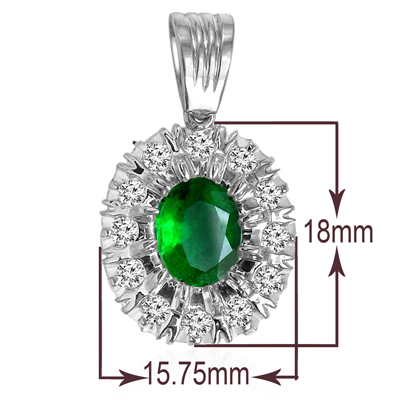Russian Emerald Diamond Pendant in 14k P922