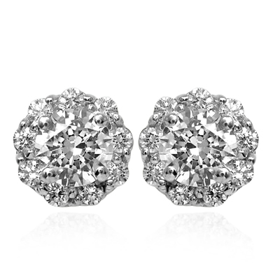 Genuine Diamond  Stud Earrings in 14k Gold E1291