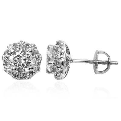 Genuine Diamond  Stud Earrings in 14k Gold E1291