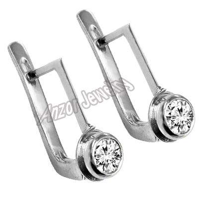 Russian Style Diamond Earrings in 14k White gold #E1301 Russian Style Diamond Earrings in 14k White gold #E1301