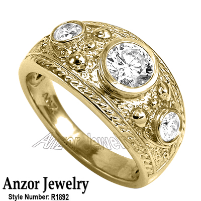 Men's Ring Genuine 1.20ct Diamond 14k Gold R1892