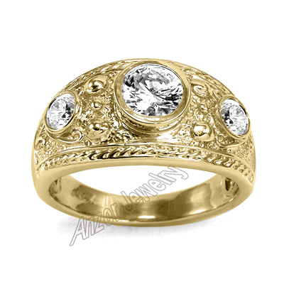 Men's Ring Genuine 1.20ct Diamond 14k Gold R1892