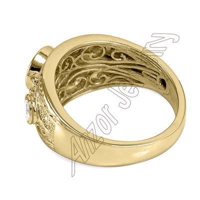 Men's Ring Genuine 1.20ct Diamond 14k Gold R1892