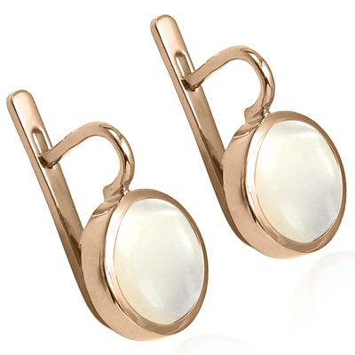 14k Solid Rose Gold Mother of Pearl Russian Style Earrings E1303 14k Solid Rose Gold Mother of Pearl Russian Style Earrings E1303