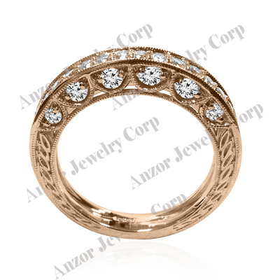 Pave-Set Diamond Wedding Ring in 14k Rose Gold R1894