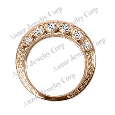 Pave-Set Diamond Wedding Ring in 14k Rose Gold R1894