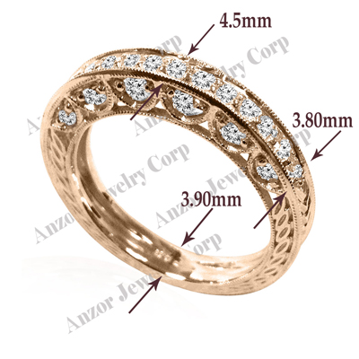 Pave-Set Diamond Wedding Ring in 14k Rose Gold R1894