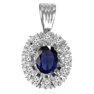 Russian Sapphire Diamond Pendant in 14k P924