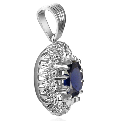 Russian Sapphire Diamond Pendant in 14k P924