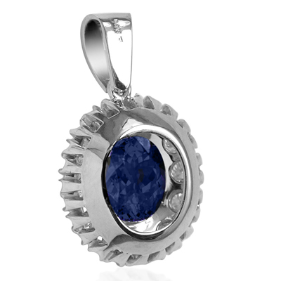 Russian Sapphire Diamond Pendant in 14k P924