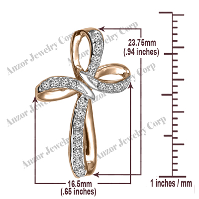 14k Solid Gold Cross Diamond Pendant P923