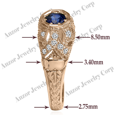 Russian Style Sapphire Diamond Ring in 14k Gold R1902