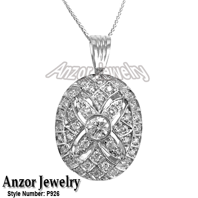 Russian Style Diamond Pendant 14k Gold #P926 Russian Style Diamond Pendant 14k Gold #P926