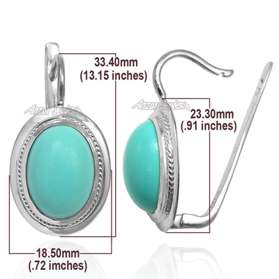 14k Solid Gold Turquoise Russian Style Earrings E1326