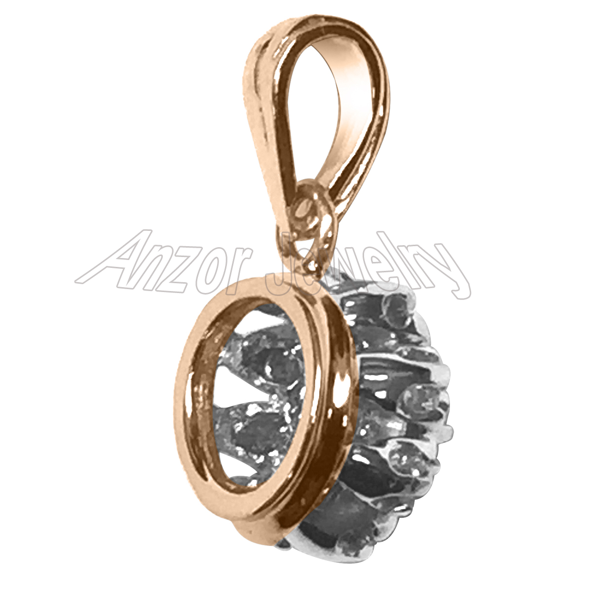 14K Two-Tone Gold Diamond Russian Style Pendant P937