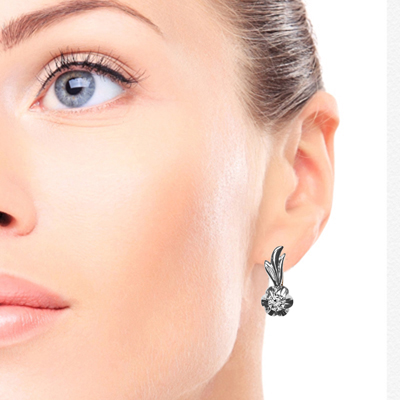 Russian Style Diamond Earrings 585 E1374 Russian Style Diamond Earrings 585 E1374