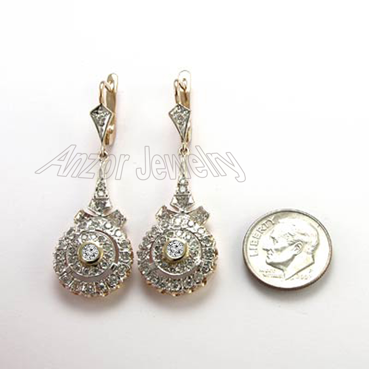 vintage style Diamond Chandelier Earrings 585 E1375 vintage style Diamond Chandelier Earrings 585 E1375