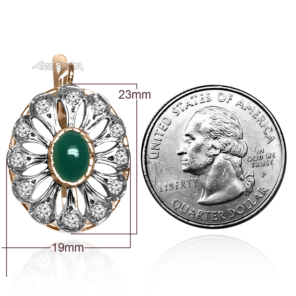 14k Gold Diamond Onyx Russian Style Earrings #E1378