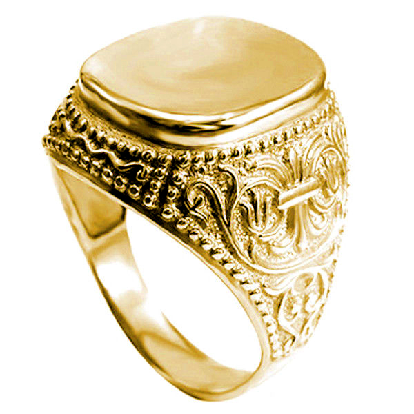 Men's 14k Solid Yellow Gold Signet Engravable Ring R1978