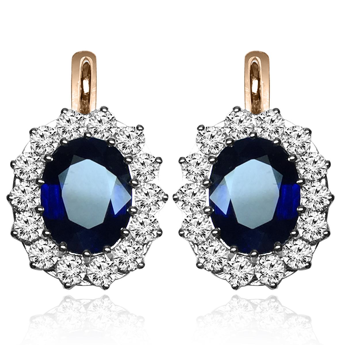 Russian Style Sapphire & Diamond Earrings 585 E1380