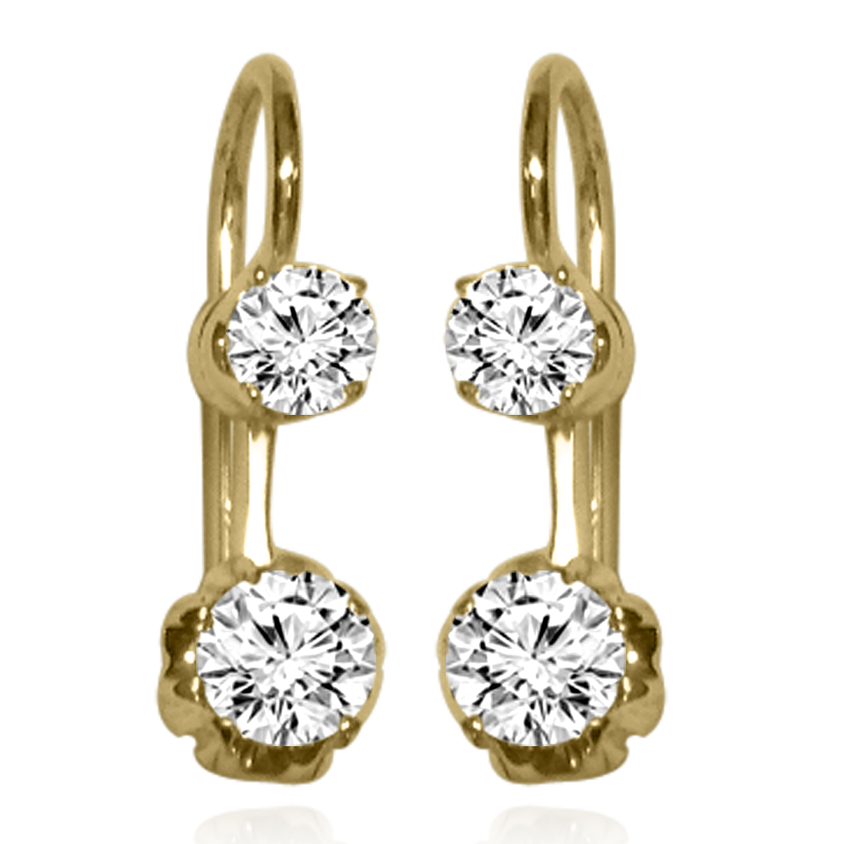 Russian Vintage Style Diamond Earrings 14k gold  E1382