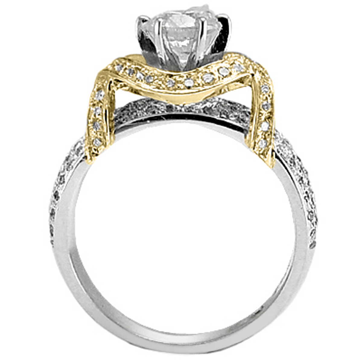 Diamond engagement Ring 14k Two Tone Gold R1956
