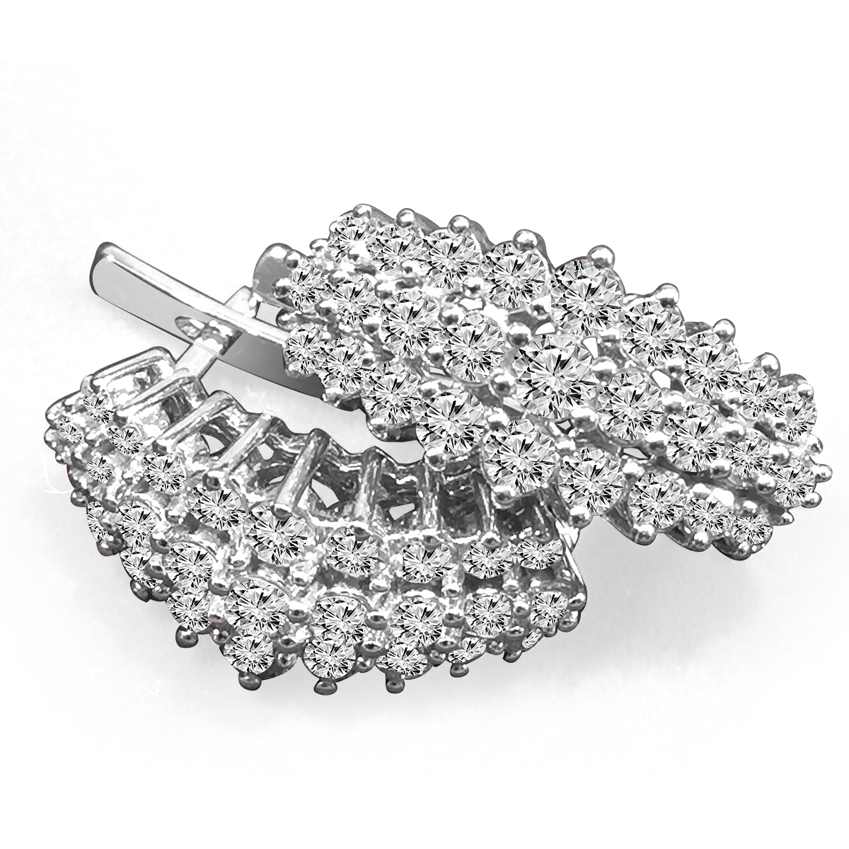 14K White Gold Russian Style Diamond Earrings E1383