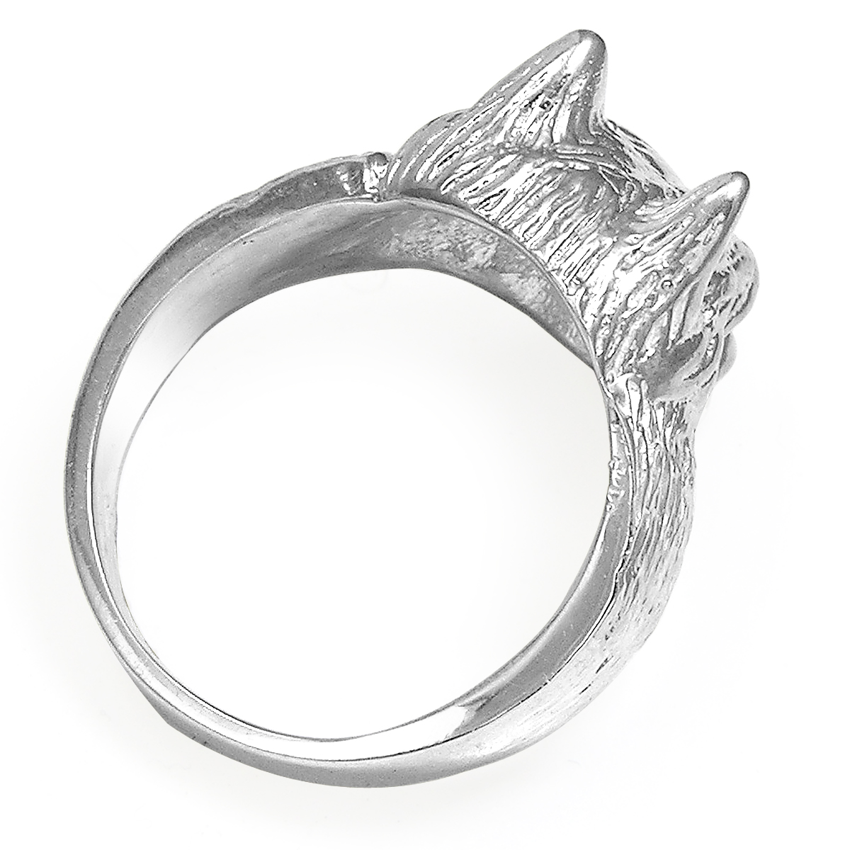 Men's wolf head ring in 14k Solid White Gold #R1953