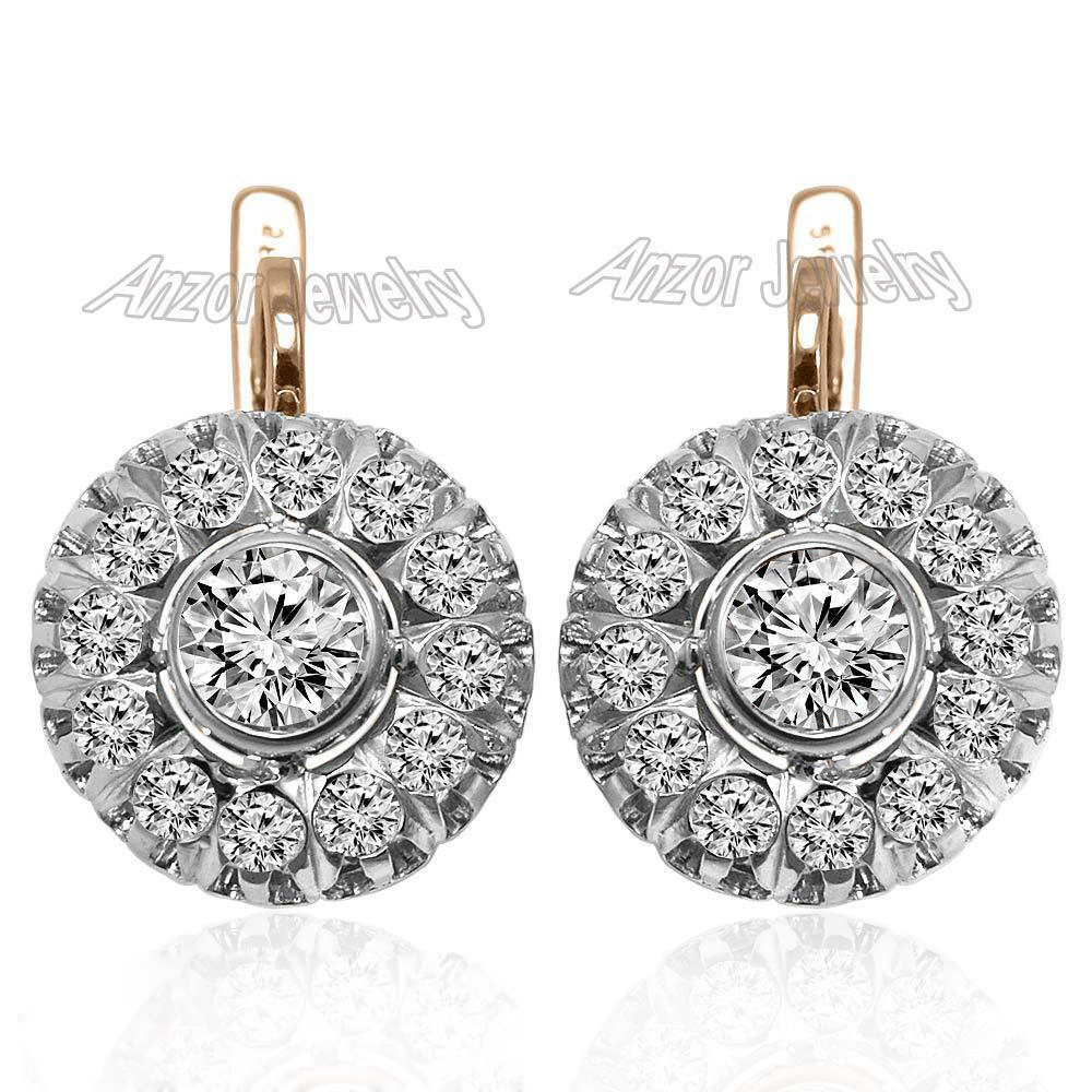 Russian Style Diamond Earrings 14K gold  #E1385